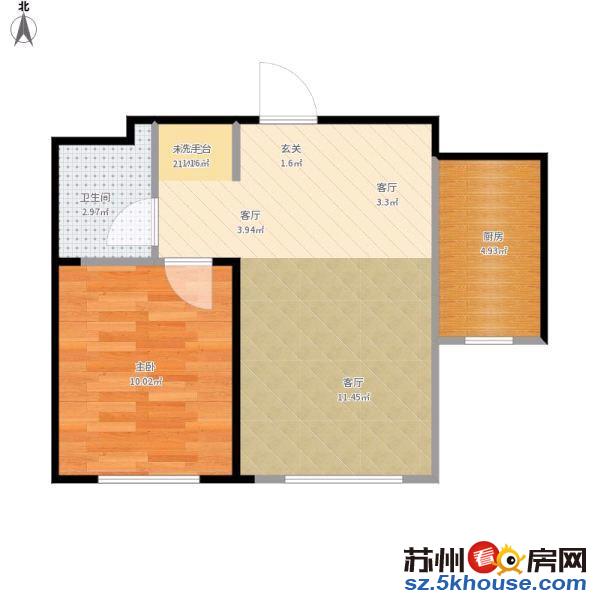 澄湖花园三期一室一厅 精装 54平 65万 满五唯一1