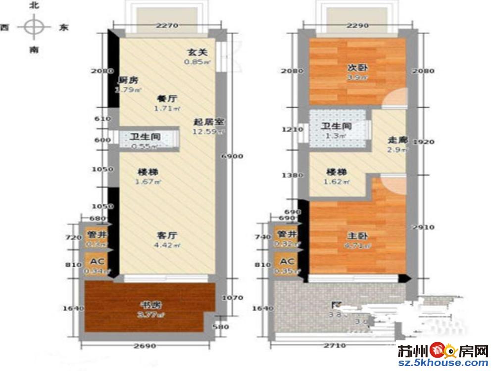 大运城朝南复式大户型南北通透采光前后无遮挡有钥匙随时看