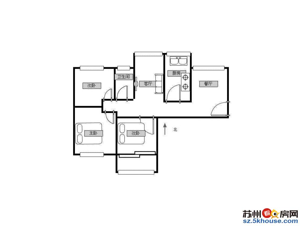 世家苑102平自住装修2加1户型3房1卫户型如图