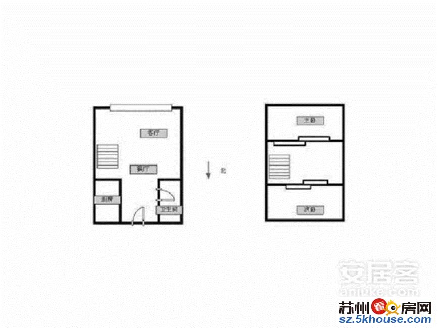 合景十期朝南复式挑高公寓荬一一层品牌家具家电急售