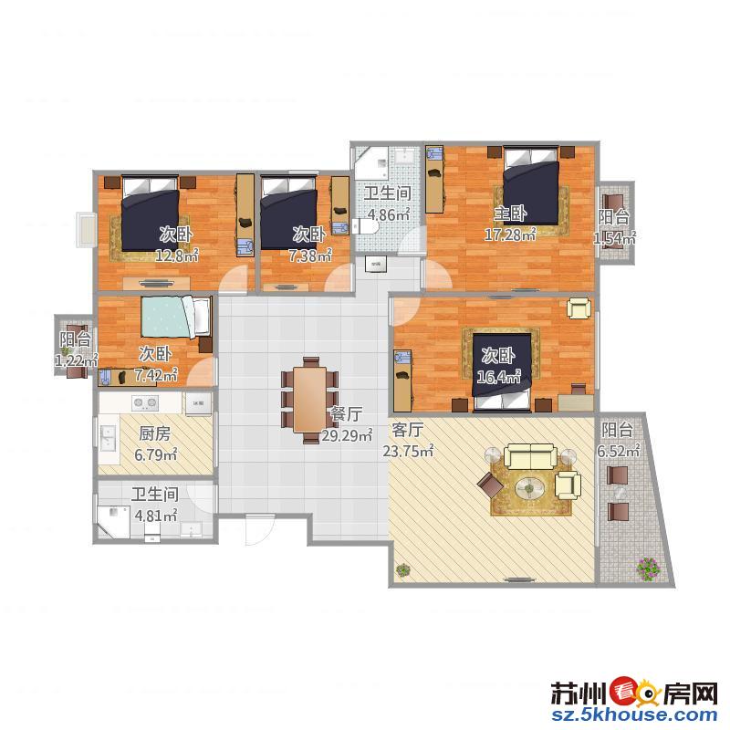 新新家园 大院子 3房2厅2卫精装三房 拎包入住 看房方便