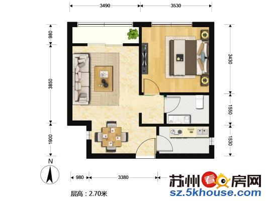 铂金公寓新装修70平户型现租金4800每月