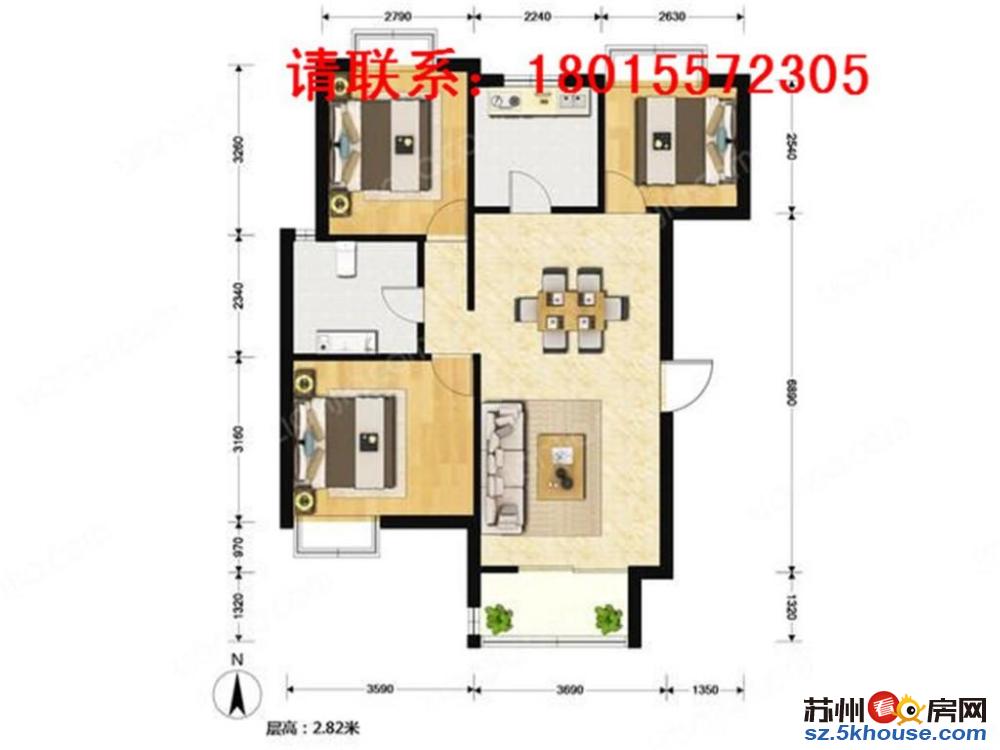 七里香都精装两房可改三房通透户型随时看房