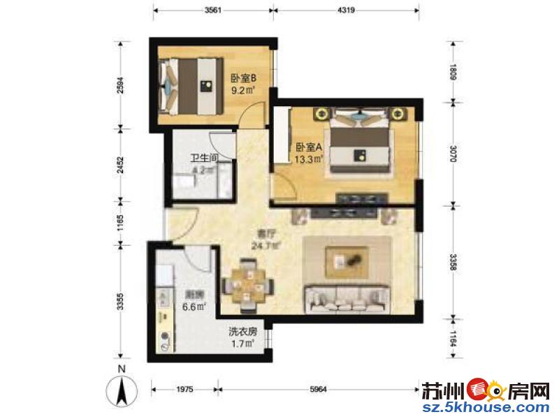 城市恬园电梯2房家具家电齐全靠大润发靠南环精装出租