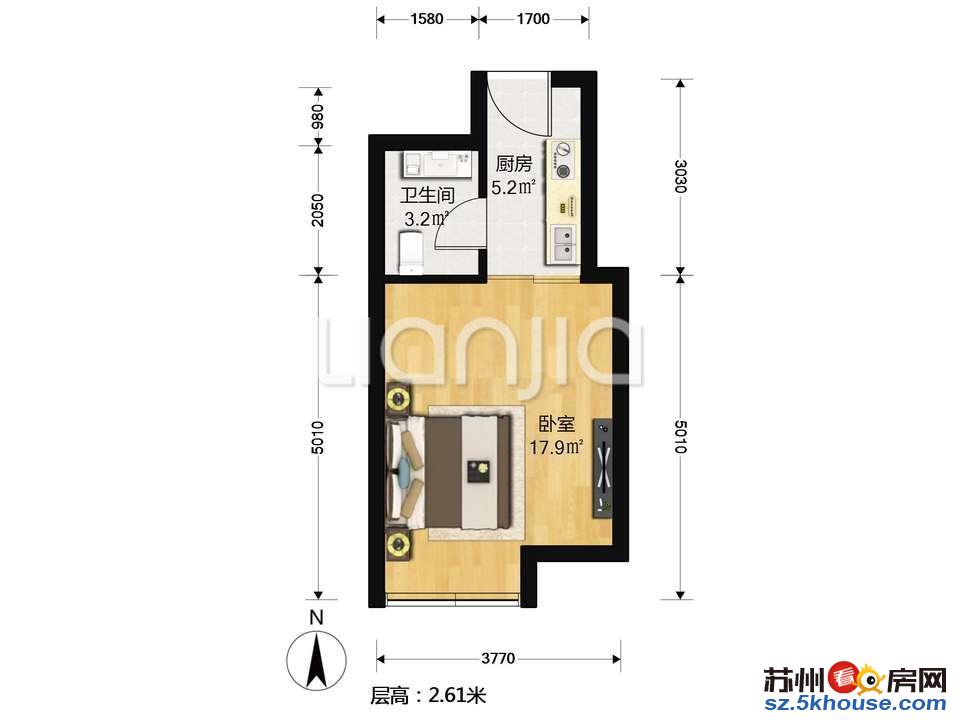 景园新出小户 家具家电全留 清爽精装 总价60万 有钥匙