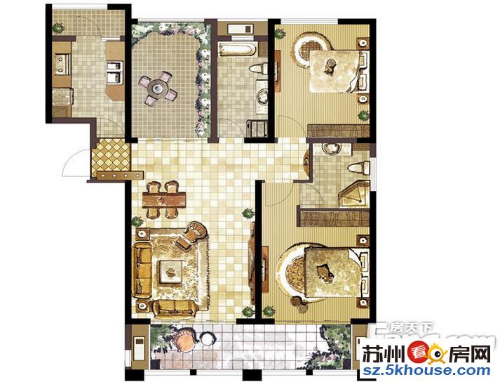 中天和景苑 改善3房 南北通透 4个阳台1个空中花园 地铁旁