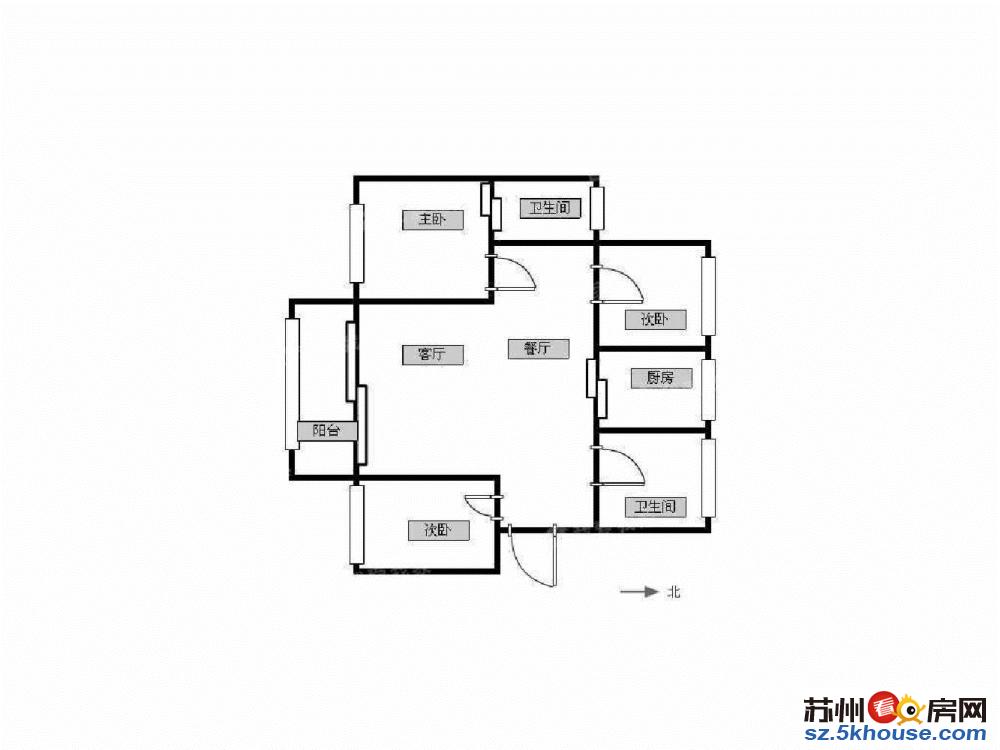 嘉元花园 2号线 中间楼层 南北通透拎包入住 大三房 急售