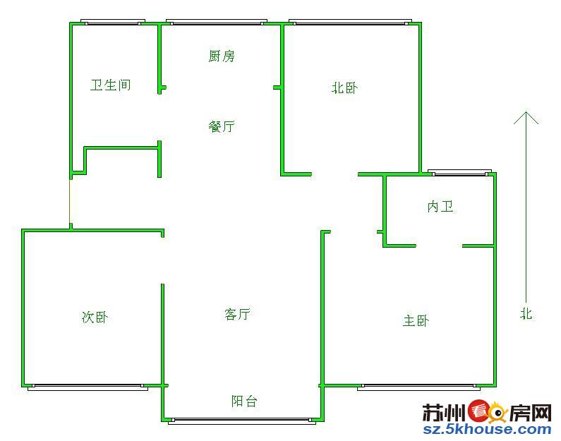 庆元家园3室2厅2卫 南北双阳台130平176万 地铁 房