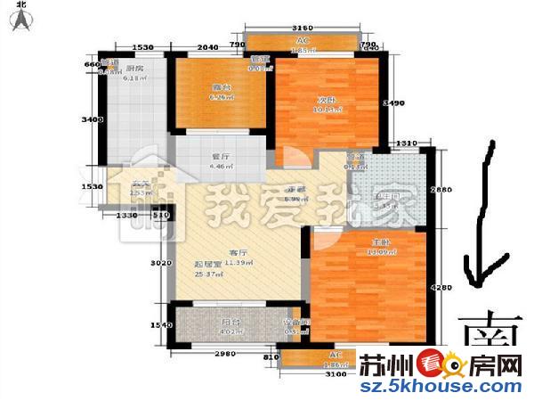 急售园区青湖语城86平三房纯毛胚可随意装修210万随时看