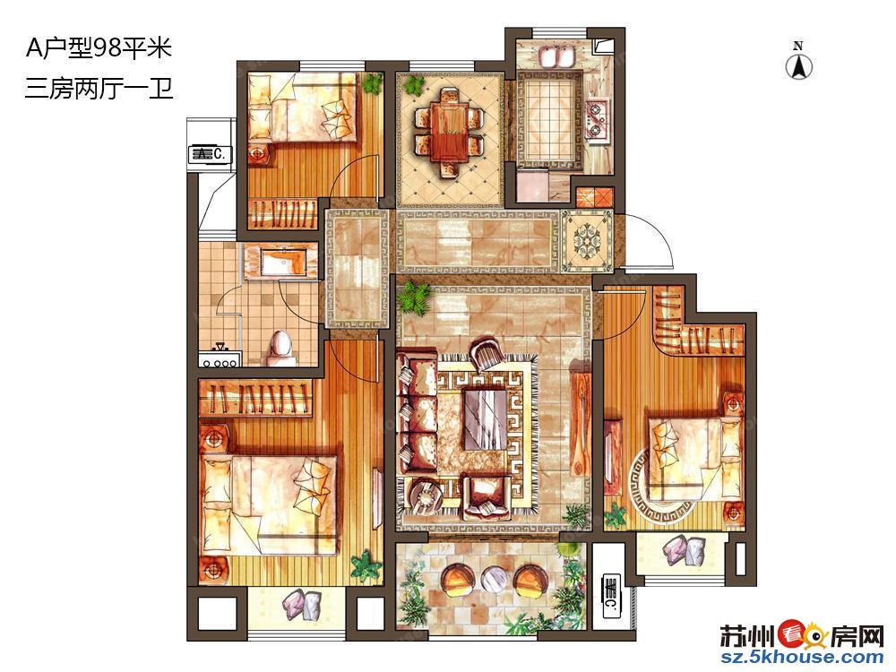 单价8000左右的电梯洋房 三开间朝南 南北通透 上海城隔壁