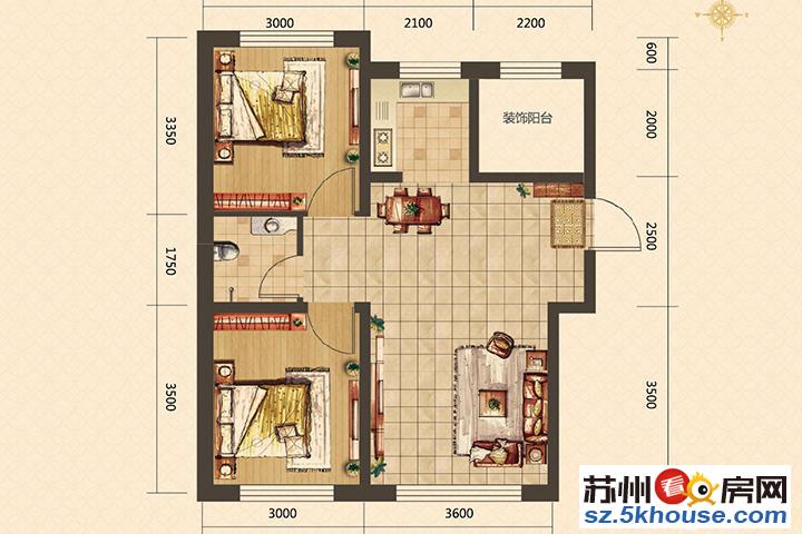 中翔商贸城精装两室 近相城大道天虹商场 家具家电齐全拎包入住