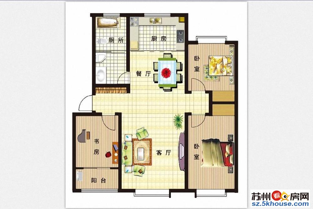 状元府 邸 建邦华府120平精装三房双阳台免营业税235万