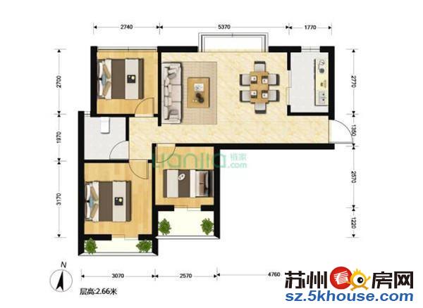 二号线尹山湖地铁口 翡丽湾 阳光天地 95平米三房 钥匙在手