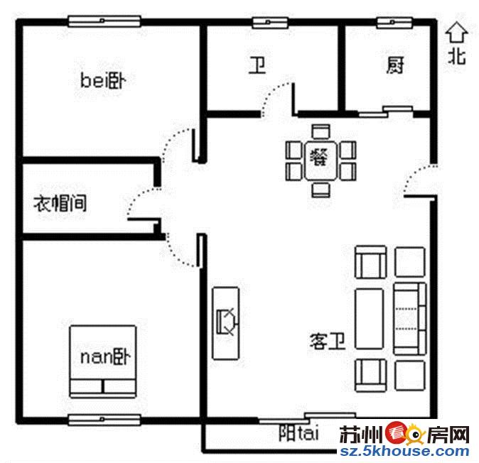 新馨1楼带花园 得房率高 南北通  小三房 户型方正 星海學