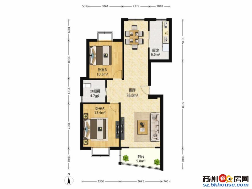 怡景万家 2室2厅 266万 户型好南北通透 立达便宜