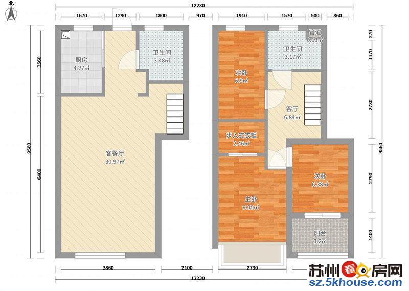 中航精致复式3房2卫精装修学额未用