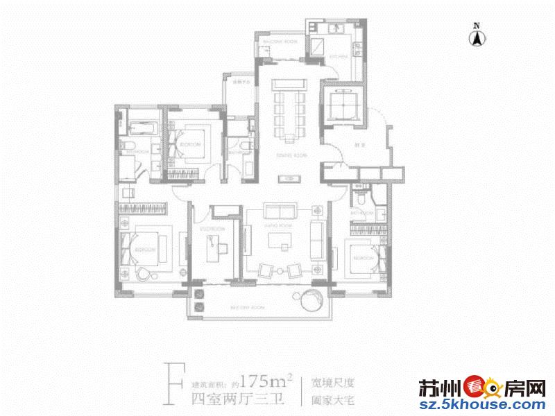 澜调国际统装大四房四开间朝南南北通透新风系统诚售