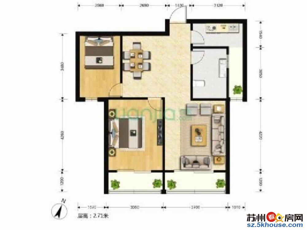 体育公园旁凤凰城精装2房家电全送户型正采光好看房方便