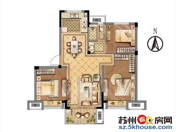 园区金辉优步花园小洋房88平毛坯三房使用面积大诚心卖