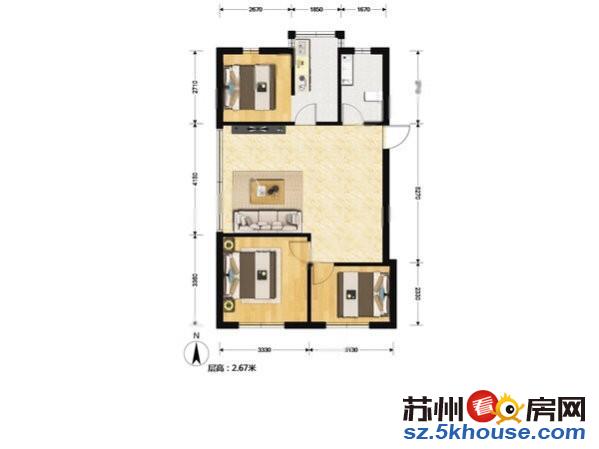 东环地铁边 三房户型中间楼层看方便平江双学未用得房率高