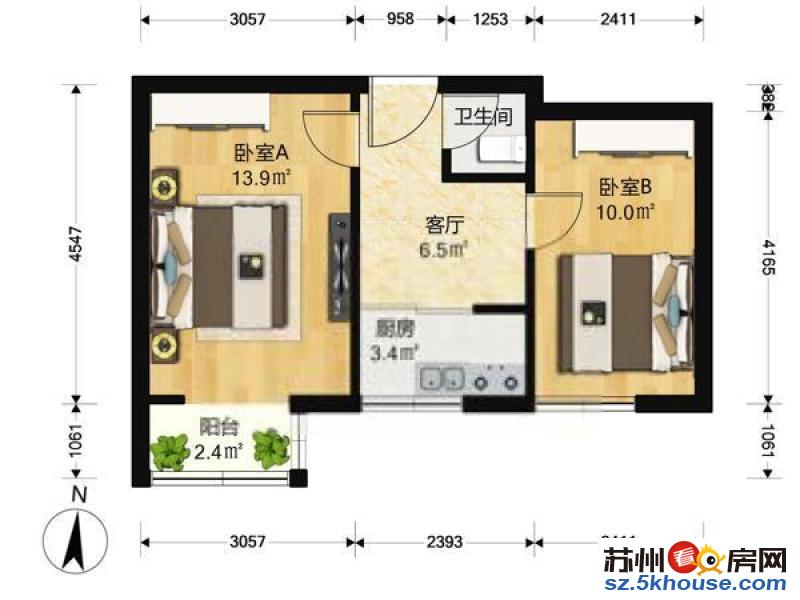 越湖花园新出两房南北通透送车位