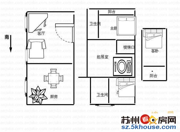 文胥坊精装两房通透户型采光极好家具几点齐全领包入住房东诚售中