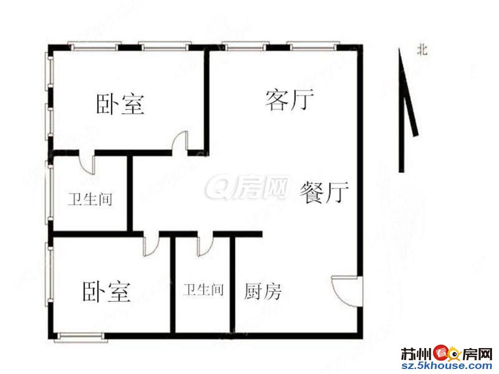 环球188西南朝向2房2厅2卫总价455万满五年