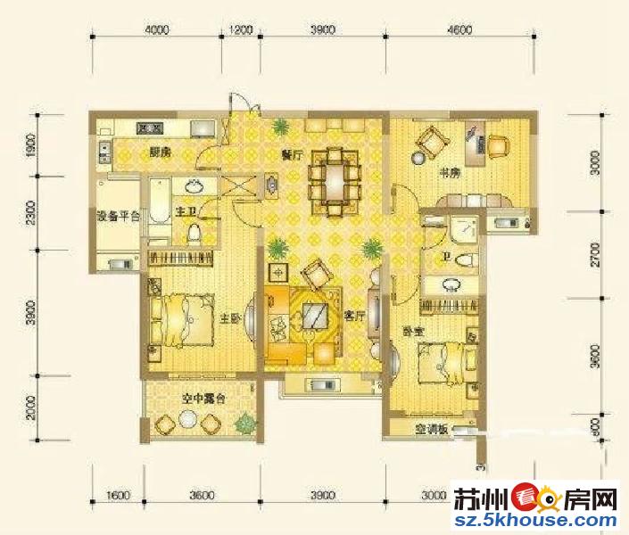 荷澜庭 绿宝广场对面 豪华装修三房 拎包入住 干净清爽有钥匙