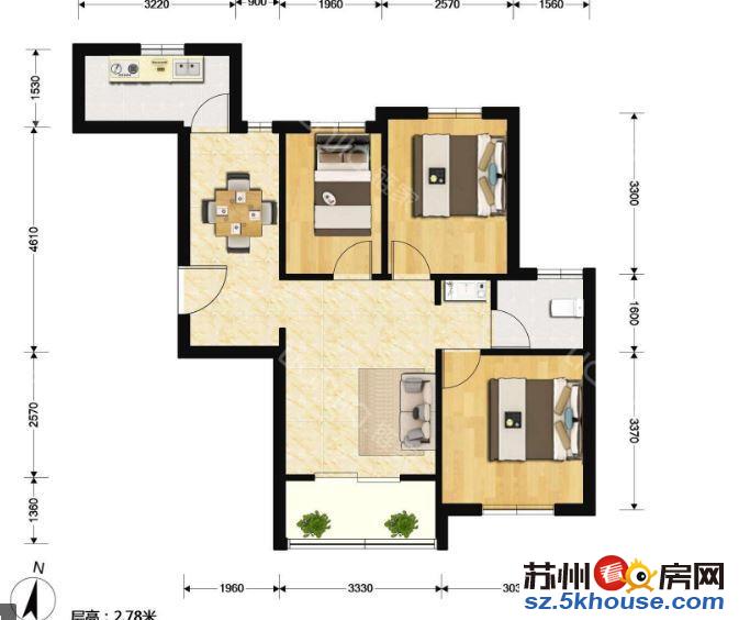 阿卡迪亚景观三房全新装修未住人采光刺眼看房方便诚心售