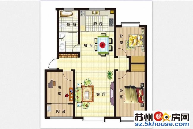 春申景城3房豪华装修 满两年  南北通透拎包入住