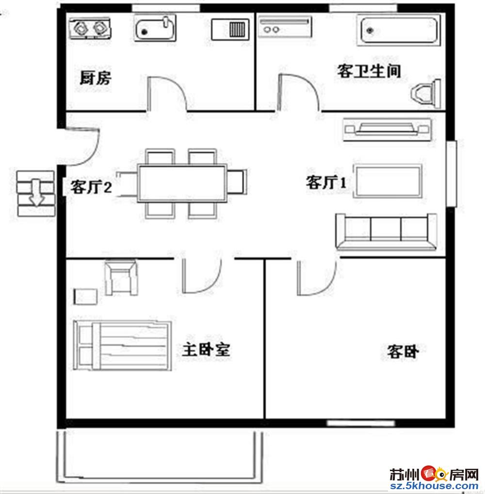 杜绝虚假 带独库 大龙港精装两房 60平96万 间间有窗