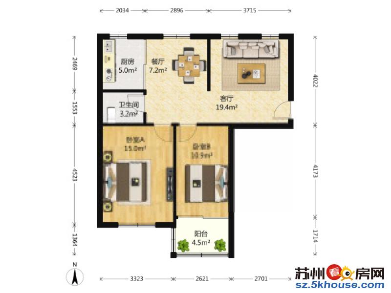 恒达中环百汇广场豪华装修两室两厅家电家具齐全拎包入住