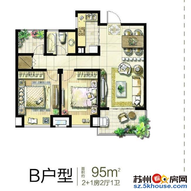 89平 精装修 3房2厅 绿地中央广场 双实验学 区 随时看