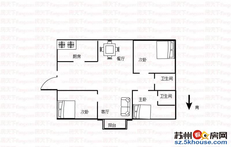 苏江花园 三室两厅两卫出租靠近火平江 万达 苏锦地铁站附近