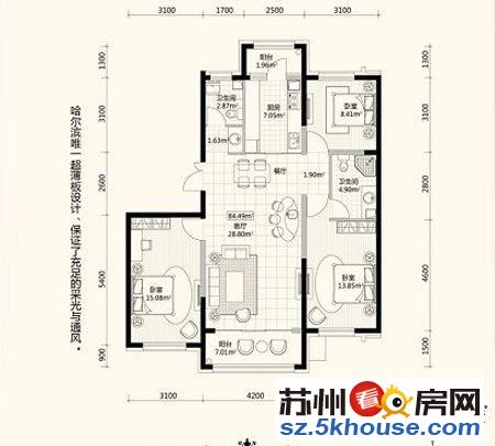 宝带西路 邻近地铁口 博雅苑精装三房出租 押一付一