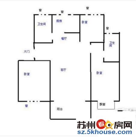 精装大户三室二厅二卫 送15平大 南北通透 的正三房