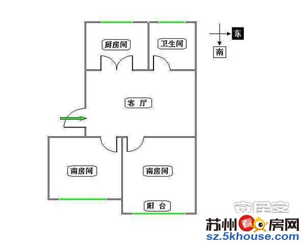 新挂牌宏葑新村一楼带院子两房朝南精装修全明户型