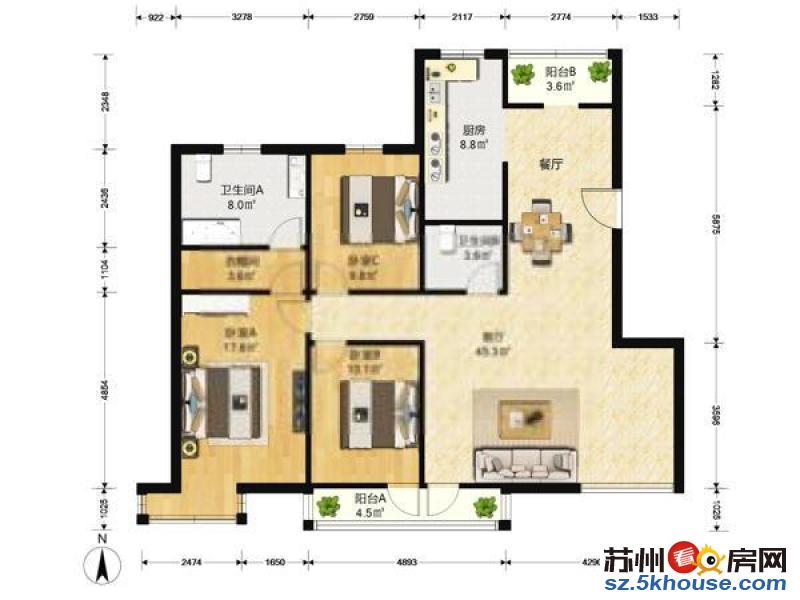 劳动路地铁口 桐泾路 姑香新苑 精装三室 家电齐全 看房方便