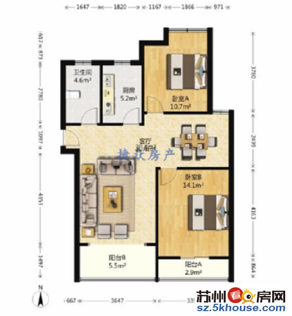 实拍新上 新康揖峰苑 通透两房 急卖 拎包入住