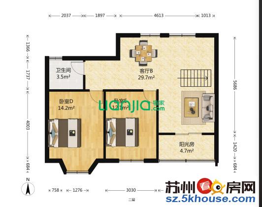 新上全明复式楼  五室两厅三卫125平加75平米 满五年省税