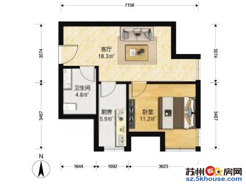 三香路桐泾路口 精装一室 桐泾新村 三香广场 华侨饭店 月付