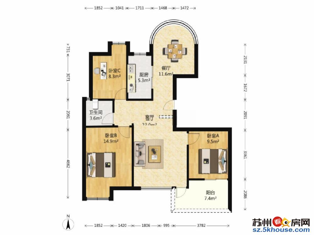 华辰 精装3房 中间楼层 满五不唯一 看房方便 急有钥匙