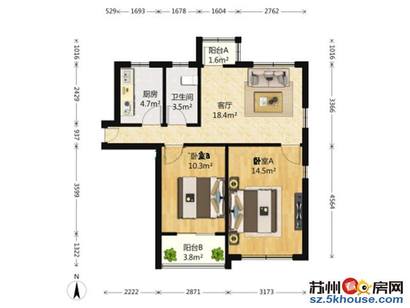 地铁口旁 和泰家园 80平精装大两房 满两年 學区未用 诚售