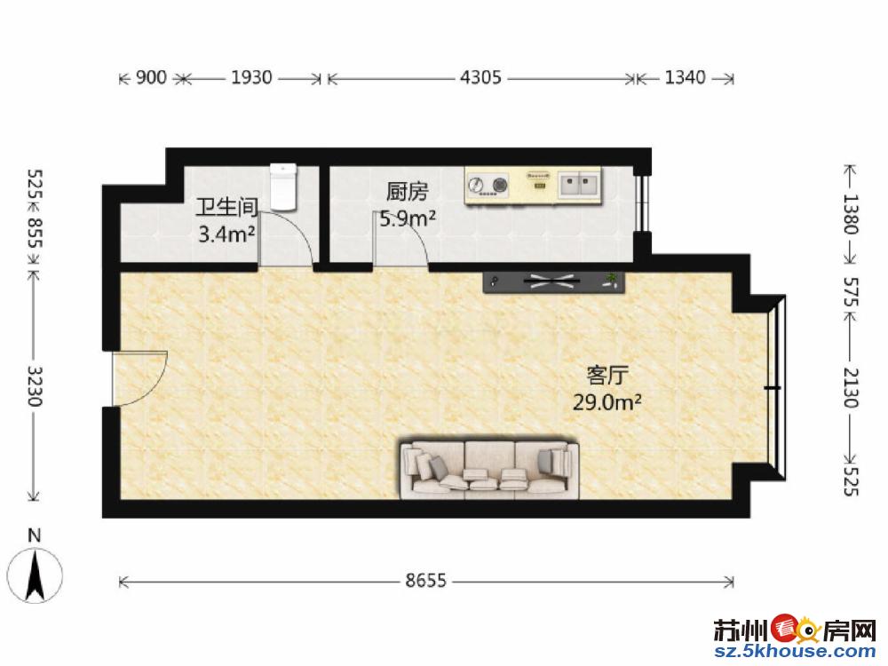 丰隆城市 1室1厅 6000元