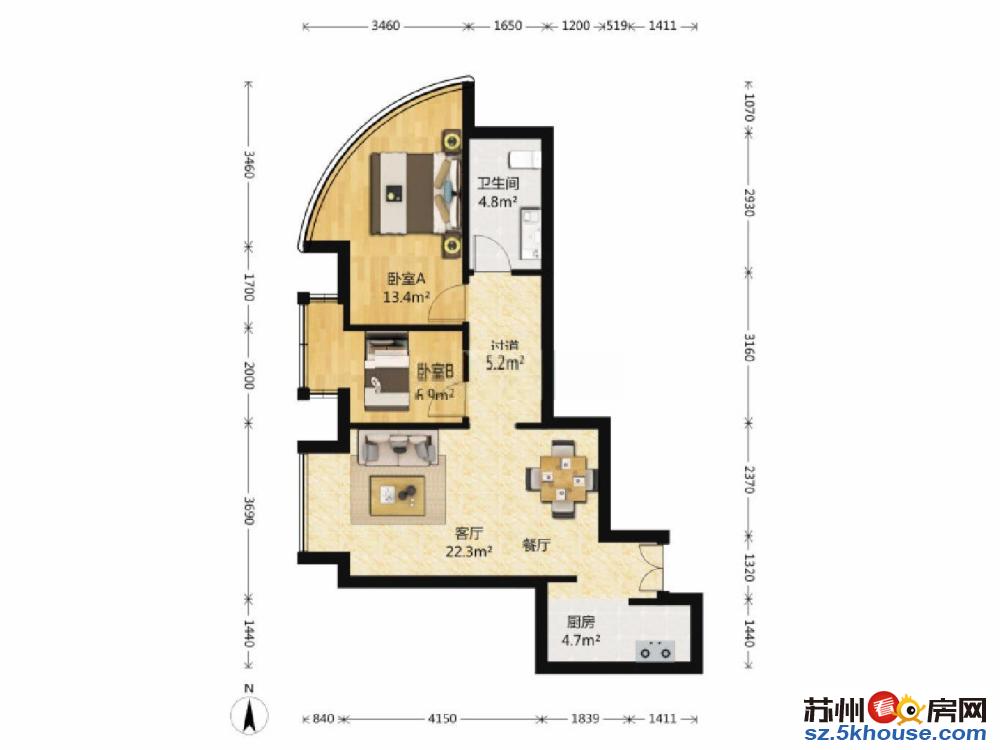 丰隆城市公寓楼 2室2厅 6800元