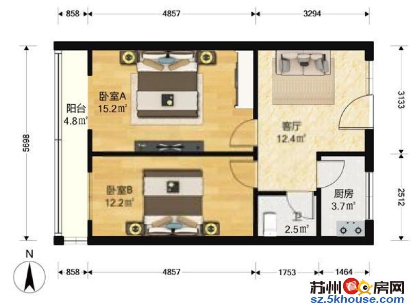 康佳花园 精装2房 房东自住装修 干净清爽 近毛家花园佳世达