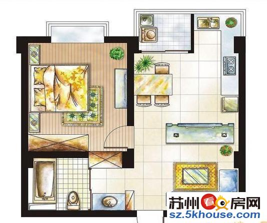 宝带熙岸  一室一厅一卫 全新欧式装修  近大学城 随时看房