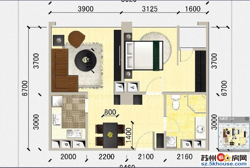 石湖东路双地铁口 蓝调都汇家具家电齐全 温馨舒适 看房有钥匙