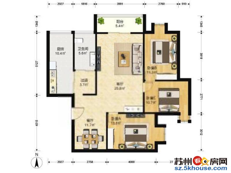 石路步行街 南浩花园 精装三室 拎包入住 家电齐全 干净清爽