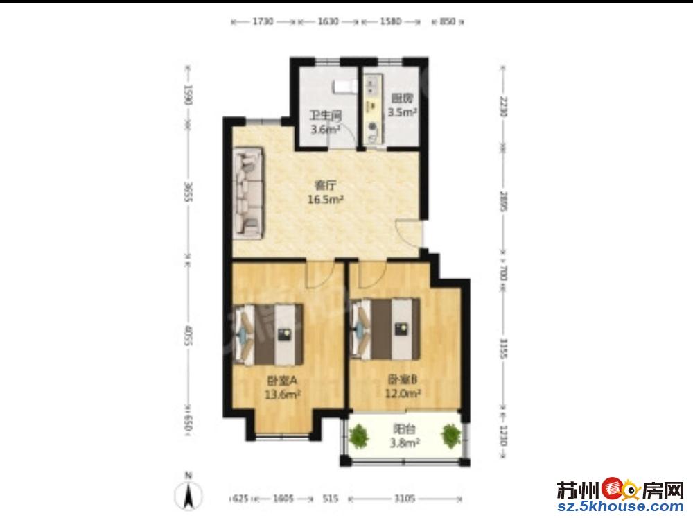 富强市场 旁  金筑家园 精装两房 仅租1600 每月